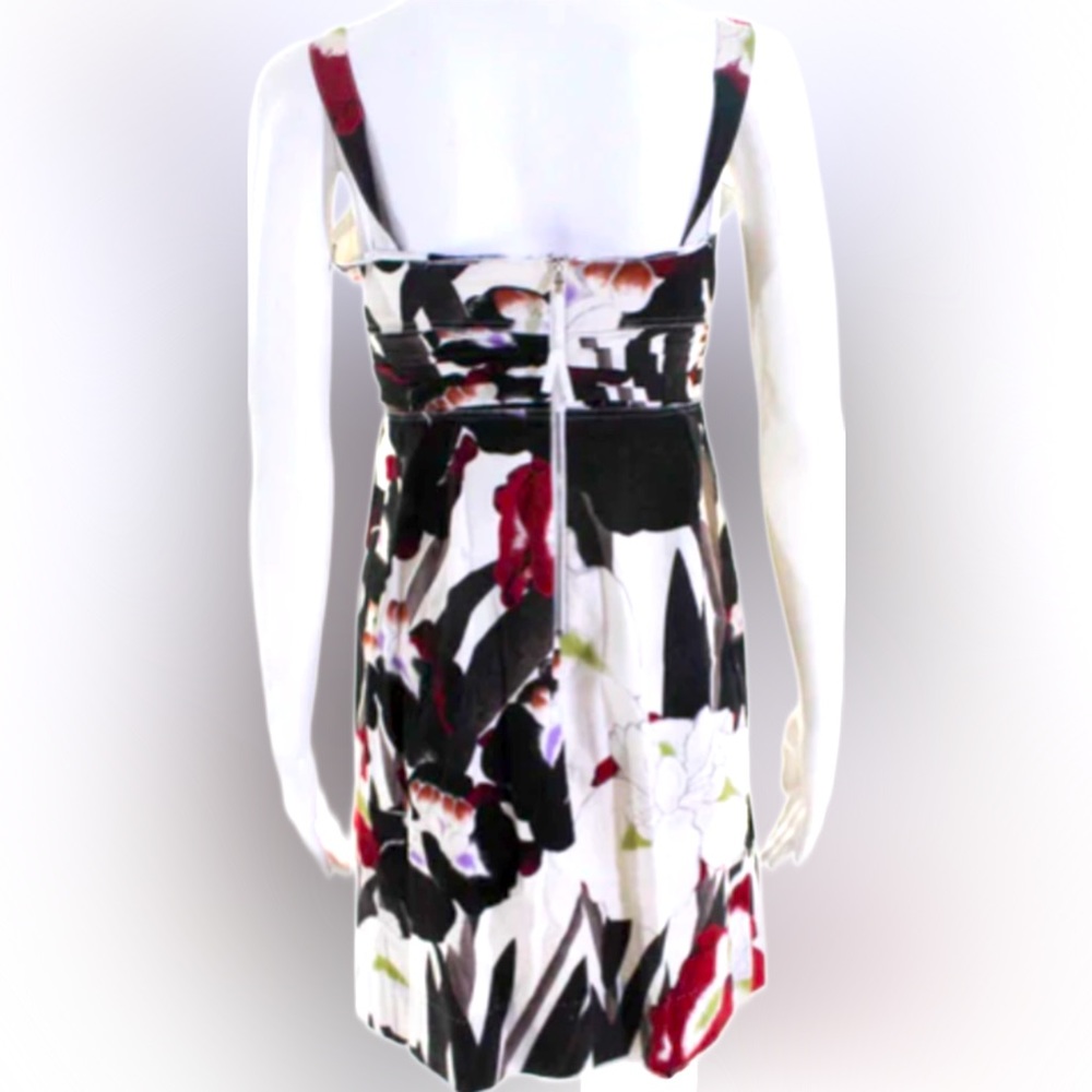 Elie Tahari Womens Zip Back Scoop Neck Pleated Abstract Midi Dress. Size 10/12 - Picture 1 of 12